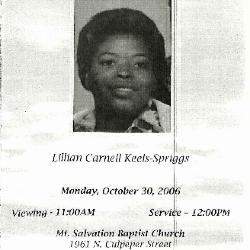 Funeral Program for Carnell Keels-Spriggs
