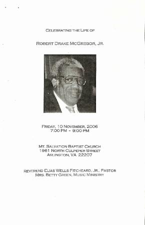 Funeral Program for Robert McGregor, Jr.
