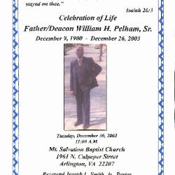 Funeral Program for William Pelham, Sr.
