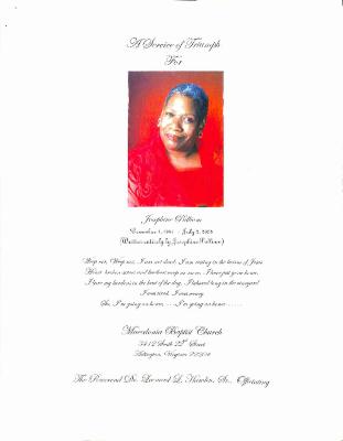 Funeral Program for Josephine Pulliam
