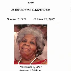 Funeral Program for Mary Carpenter
