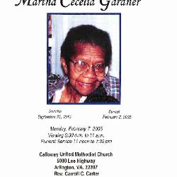 Funeral Program for Martha Gardner
