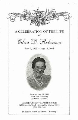 Funeral Program for Edna Robinson
