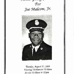Funeral Program for Joe Malcom, Jr.
