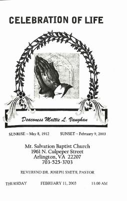 Funeral Program for Mattie Vaughan
