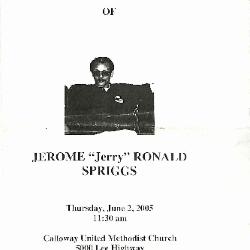 Funeral Program for Jerry Spriggs

