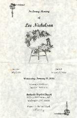 Funeral Program for Lee Nickelson
