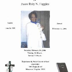 Funeral Program for Ruby Faggins

