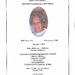 Funeral Program for Mildred Riley
