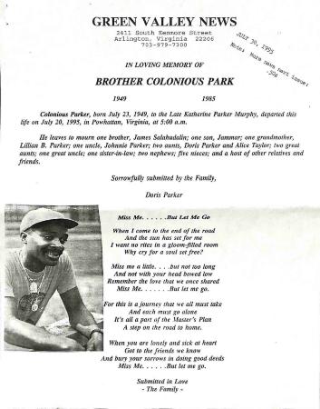 Obituary for Colonious Parker

