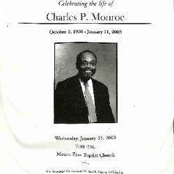 Funeral Program for Charles Monroe

