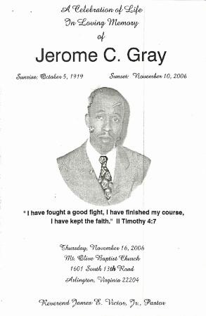 Funeral Program for Jerome Gray
