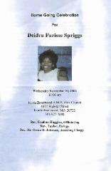 Funeral Program for Deidra Spriggs
