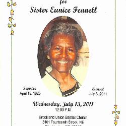 Funeral Program for Eunice Fennell