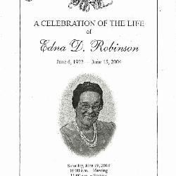 Funeral Program for Edna Robinson
