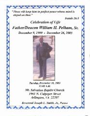 Funeral Program for William Pelham, Sr.
