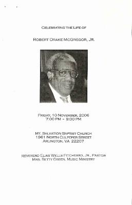 Funeral Program for Robert McGregor, Jr.
