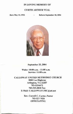 Funeral Program for Curtis Veal
