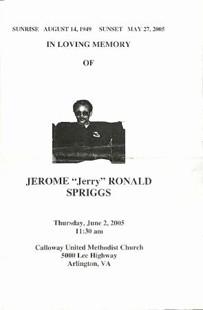 Funeral Program for Jerry Spriggs
