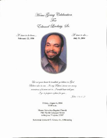 Funeral Program for Edward Lindsay, Sr.
