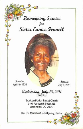 Funeral Program for Eunice Fennell