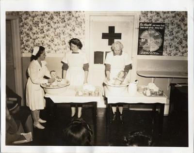 Home Nursing Baby Bath Demonstration, 1943
