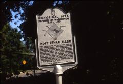 Fort Ethan Allen Historical Marker Closeup