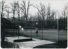 Playing Tennis at Hayes Playground