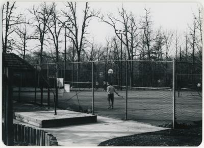 Playing Tennis at Hayes Playground