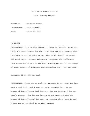 Marjorie Hobart Interview