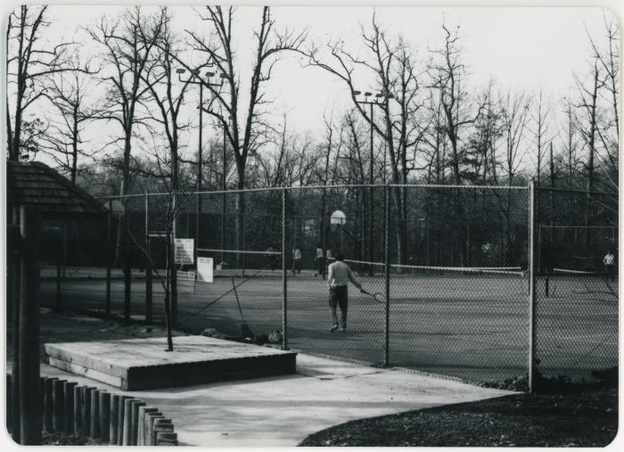 Playing Tennis at Hayes Playground