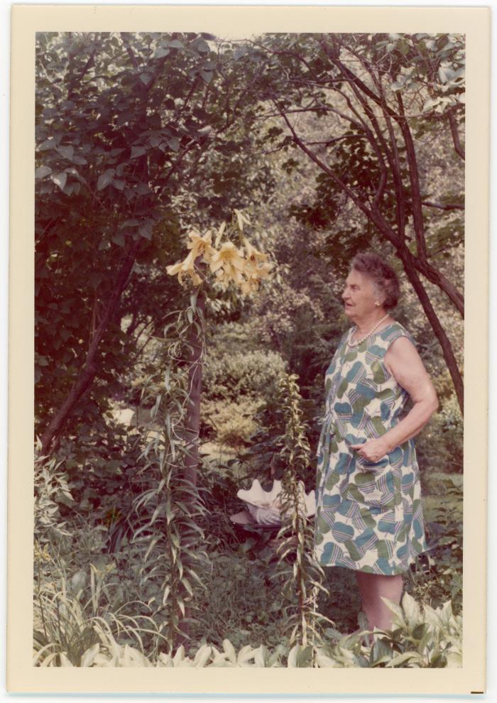 Mrs. Frank Ball In Her Garden