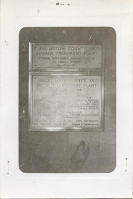 Sewage disposal plant tablets at entrance, 1942