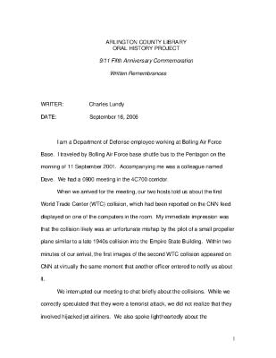 Charles Lundy Written Remembrance