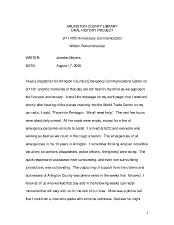 Jennifer Meyers on the Fifth Anniversary of 9/11