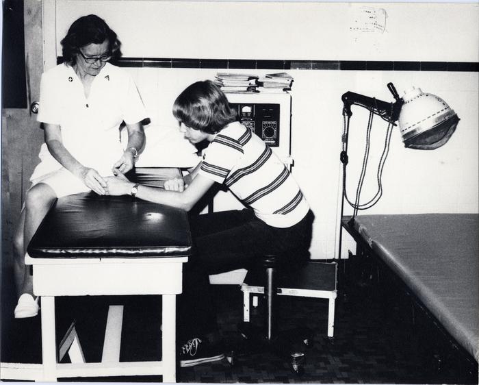Physical therapy, with Marit and Paul Grachow, 1973