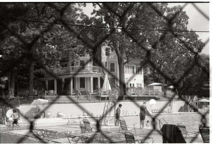 Febrey-Kincheloe House, through pool fence, 1997